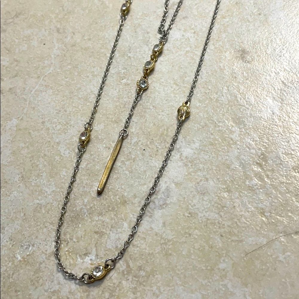Long layered gold necklace